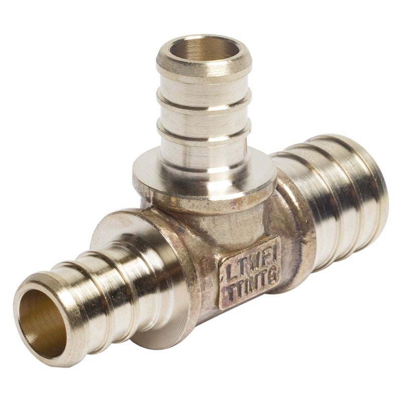 LTWFITTING No Lead Brass PEX Crimp Fitting 3/4-Inch x 1/2-Inch x 1/2-Inch PEX Tee (Pack of 5) - Image 1